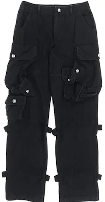 WE11DONE FW21 ルーズフィット ブラック デニム カーゴパンツ WD-DP3-21-303-M-BK Order WE11DONE FW21 ルーズフィット ブラック デニム カーゴパンツ WD-DP3-21-303-M-BK