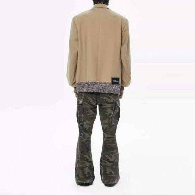Shop WE11DONE FW21 루즈핏 블레이저 스플릿 밑단 디자인. WD-JK0-21-015-M-BE