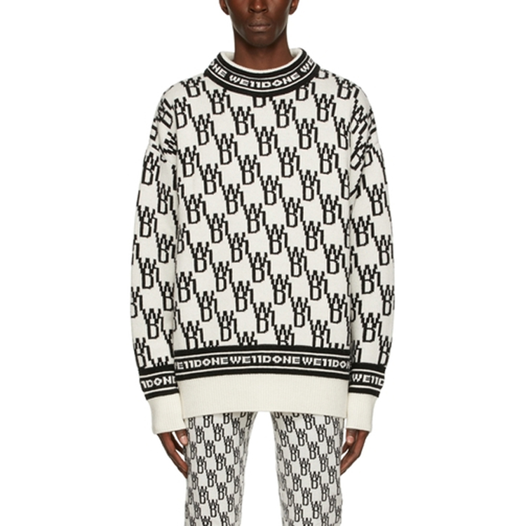 Lookbook WE11DONE FW21 全版Logo羊絨毛衣 黑白 男女款 WD-KO3-21-602-U-IV