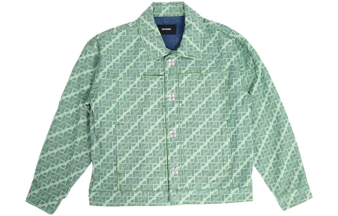 WE11DONE FW21 All-Over Square Logo Denim Jacket Unisex Green WD-DJ3-21-337-U-GR 圖 2