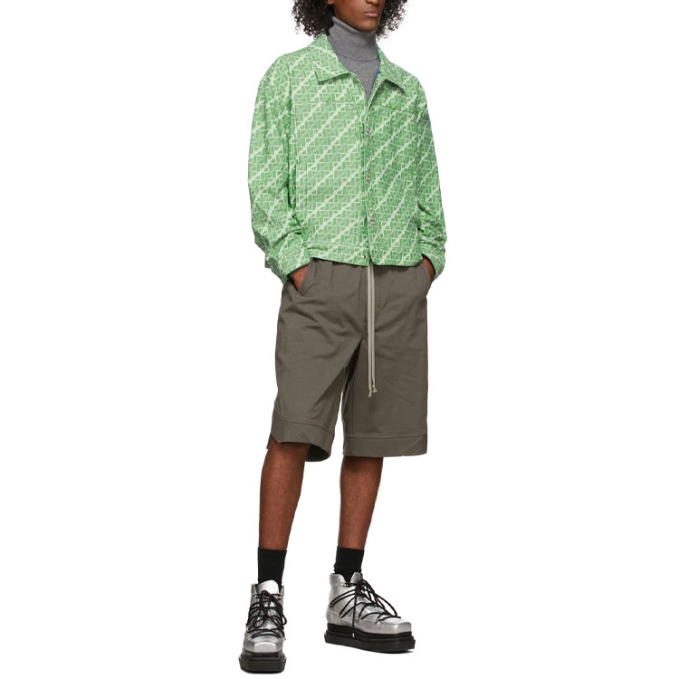 WE11DONE FW21 All-Over Square Logo Denim Jacket Unisex Green WD-DJ3-21-337-U-GR 圖 3