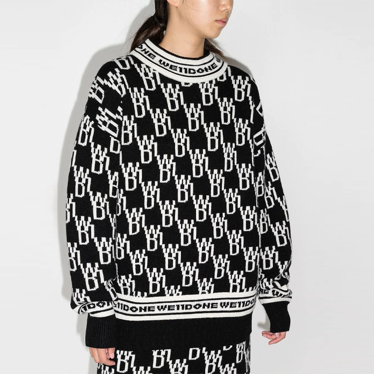 Lookbook WE11DONE FW21 黑色Logo提花羊絨毛衣 男女適用 WD-KO3-21-602-U-BK