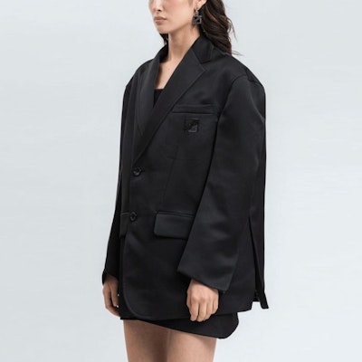 웨엘던 FW21 블랙 시퀸 로고 오버사이즈 블레이저 유니섹스. WD-JK1-21-045-U-BK Details for 웨엘던 FW21 블랙 시퀸 로고 오버사이즈 블레이저 유니섹스. WD-JK1-21-045-U-BK