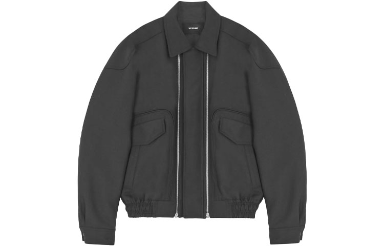 WE11DONE FW21 Black Zip-Up Leather Jacket WD-JK3-21-038-U-BK