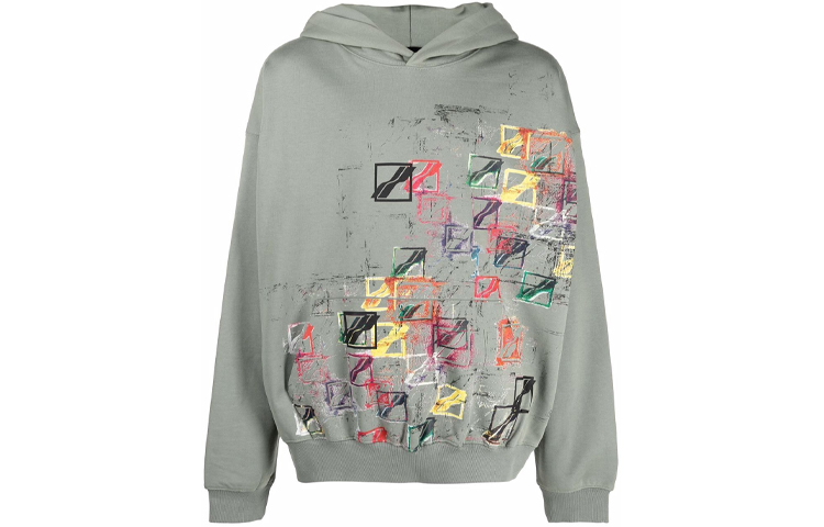 WE11DONE FW21 Colorful Classic Logo Hoodie Unisex Grey. WD-TH3-21-517-U-KK