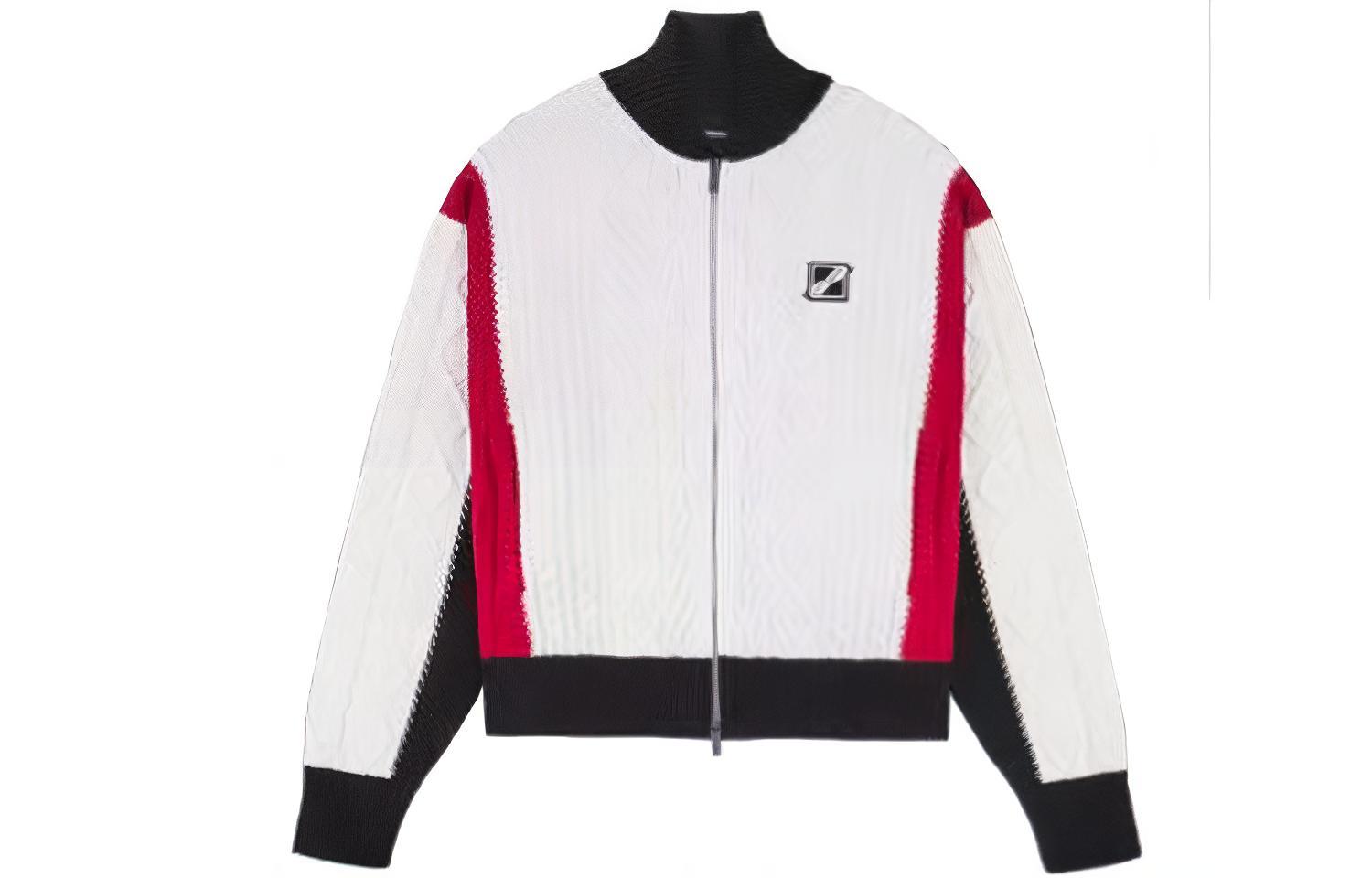 WE11DONE FW21 Contrast Logo Knit Jacket Unisex - White. WD-KJ1-21-625-U-RD