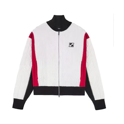 WE11DONE FW21 Contrast Logo Knit Jacket Unisex - White. WD-KJ1-21-625-U-RD