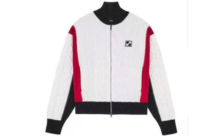 WE11DONE FW21 Contrast Logo Knit Jacket Unisex - White. WD-KJ1-21-625-U-RD 圖 2