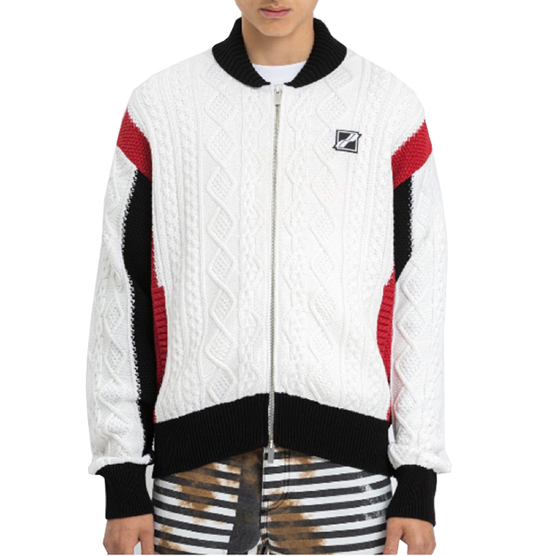 WE11DONE FW21 Contrast Logo Knit Jacket Unisex - White. WD-KJ1-21-625-U-RD 圖 3