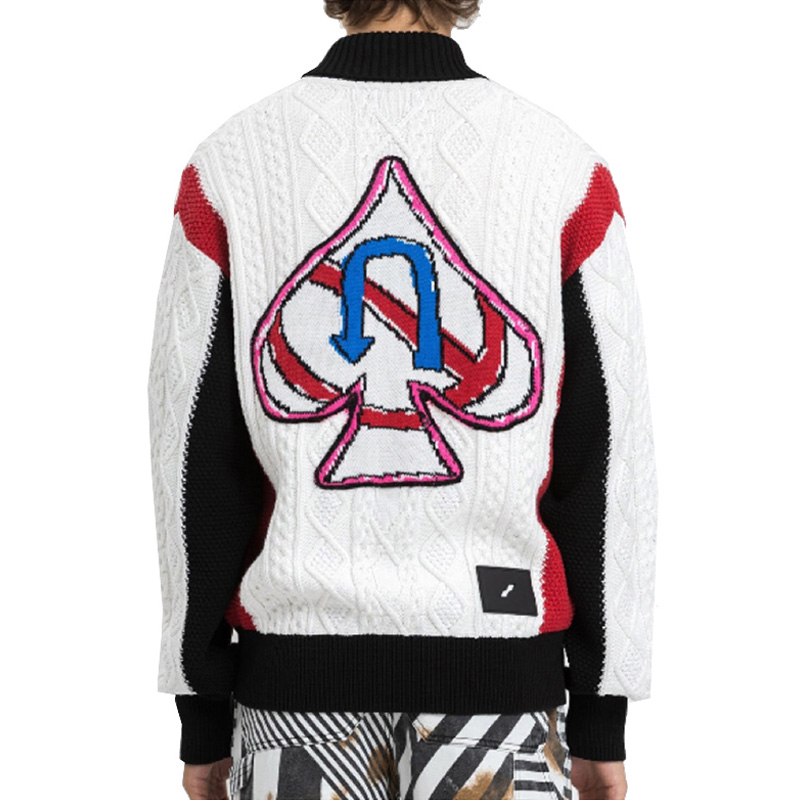 WE11DONE FW21 Contrast Logo Knit Jacket Unisex - White. WD-KJ1-21-625-U-RD 圖 4