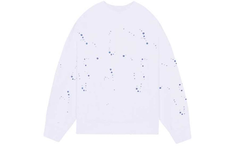 WE11DONE FW21 Graphic Print Crewneck Pullover Unisex White Sweater WD-TT3-21-502-U-WH