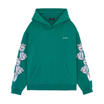 WE11DONE FW21 Green Hoodie with Sleeve Print Unisex WD-TH3-21-597-U-GR