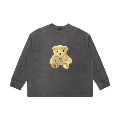 WE11DONE FW21 Grey Teddy Bear Pullover Sweatshirt Grey. WD-TT9-20-121-U-CH