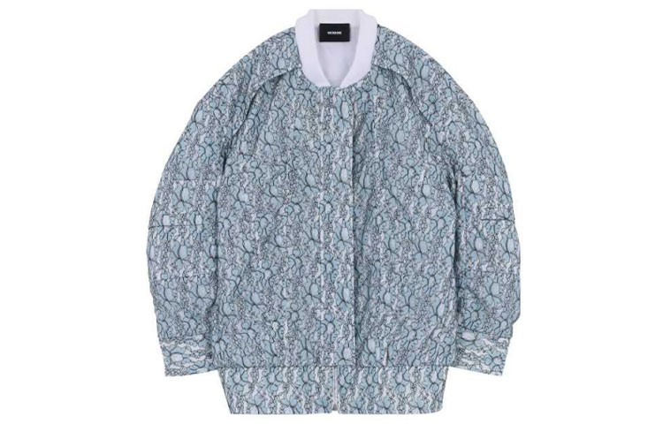 WE11DONE FW21 Irregular Full-Print Oversized Jacket Unisex Blue WD-JP3-21-181-U-SK