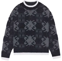 WE11DONE FW21 Jacquard Pattern Knit Pullover Sweater Unisex Black Grey. WD-KO3-21-609-U-GY WE11DONE FW21 Jacquard Pattern Knit Pullover Sweater Unisex Black Grey. WD-KO3-21-609-U-GY