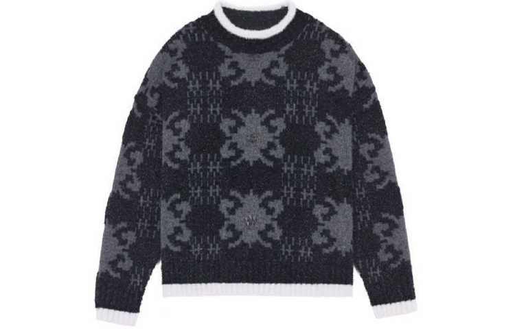 WE11DONE FW21 Jacquard Pattern Knit Pullover Sweater Unisex Black Grey. WD-KO3-21-609-U-GY 圖 2