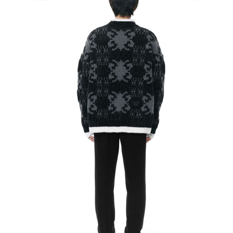 WE11DONE FW21 Jacquard Pattern Knit Pullover Sweater Unisex Black Grey. WD-KO3-21-609-U-GY 圖 4