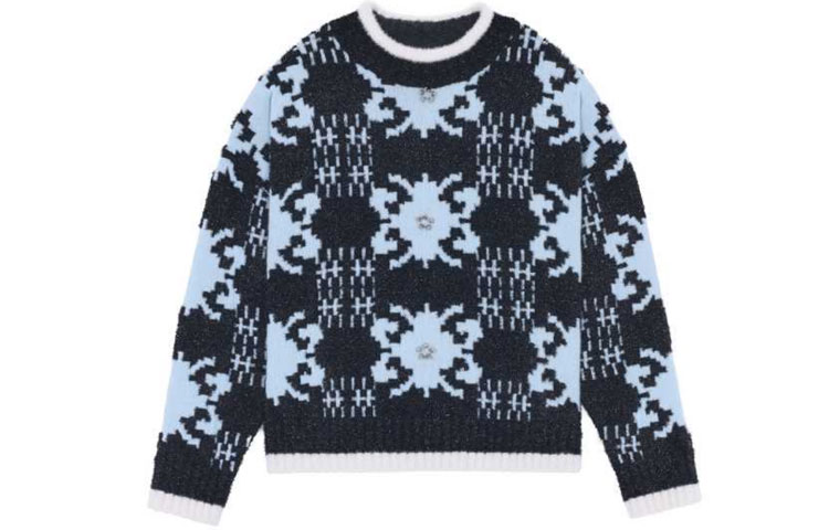 WE11DONE FW21 Jacquard Pattern Pullover Sweater Unisex Black Blue WD-KO3-21-609-U-SK 圖 2