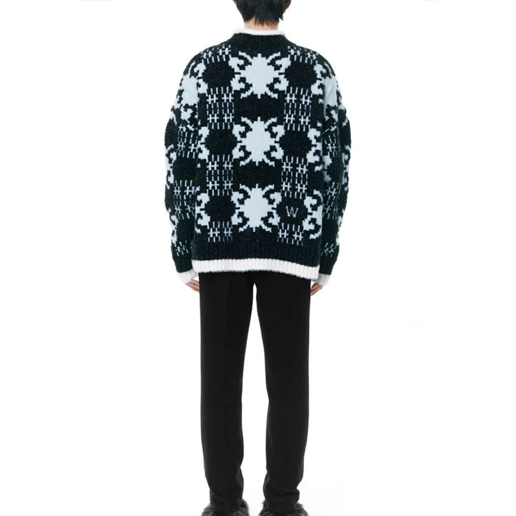 WE11DONE FW21 Jacquard Pattern Pullover Sweater Unisex Black Blue WD-KO3-21-609-U-SK 圖 4