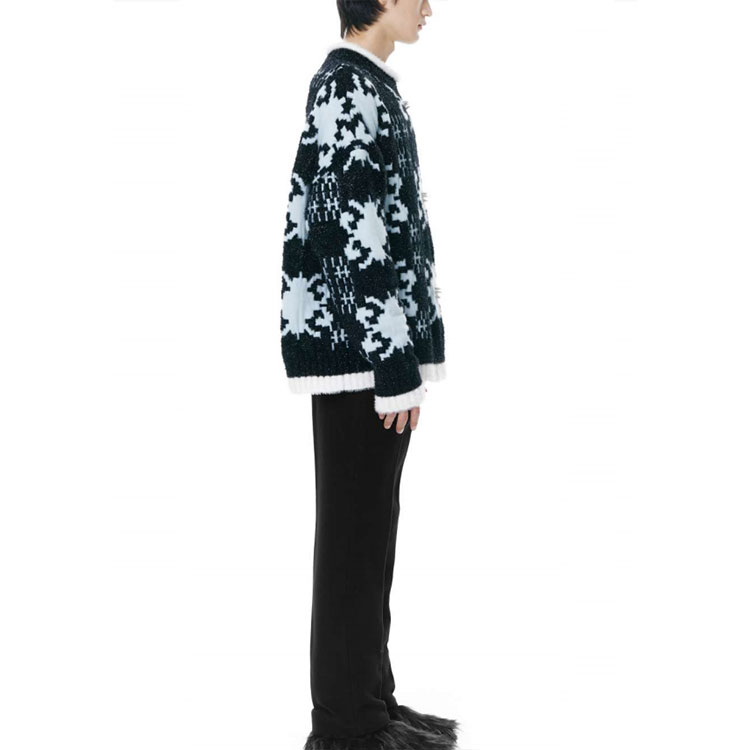 WE11DONE FW21 Jacquard Pattern Pullover Sweater Unisex Black Blue WD-KO3-21-609-U-SK 圖 5