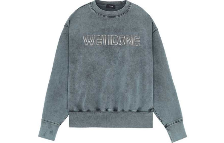 WE11DONE FW21 Large Logo Mint Green Unisex Long Sleeve Sweatshirt. WD-TS3-21-591-U-MT