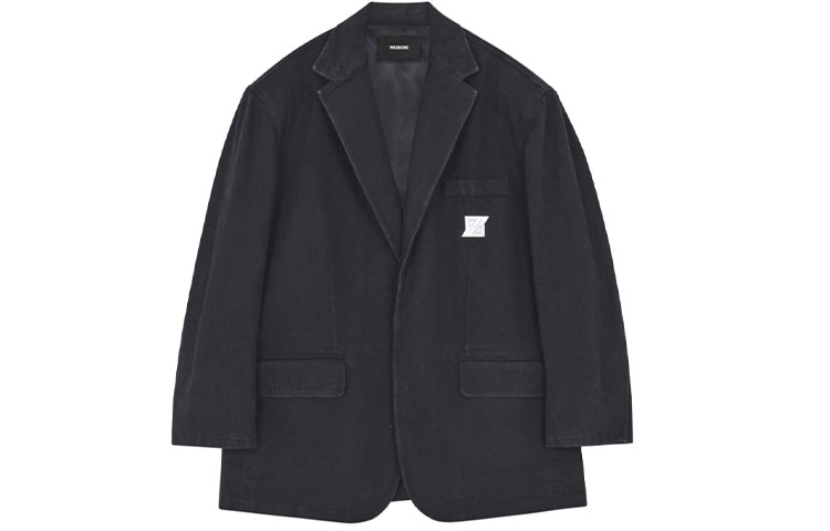 WE11DONE FW21 Logo Black Denim Blazer Jacket Unisex. WD-DJ3-21-342-U-BK