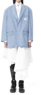 WE11DONE FW21 徽標領口藍色牛仔西裝外套 男女通用 WD-DJ3-21-342-U-BL Shop WE11DONE FW21 徽標領口藍色牛仔西裝外套 男女通用 WD-DJ3-21-342-U-BL