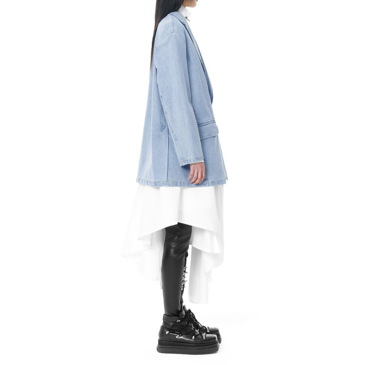 Details for WE11DONE FW21 徽標領口藍色牛仔西裝外套 男女通用 WD-DJ3-21-342-U-BL