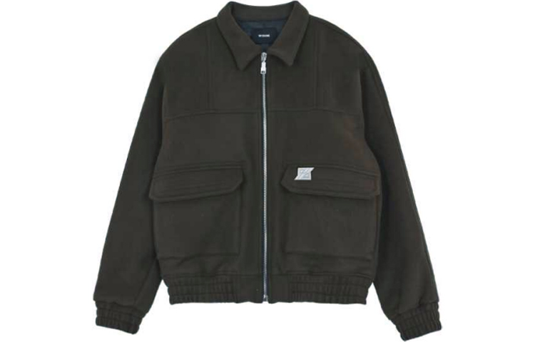 WE11DONE FW21 Logo Patch Double Pocket Zip Jacket Brown Green WD-JK3-21-088-M-KK