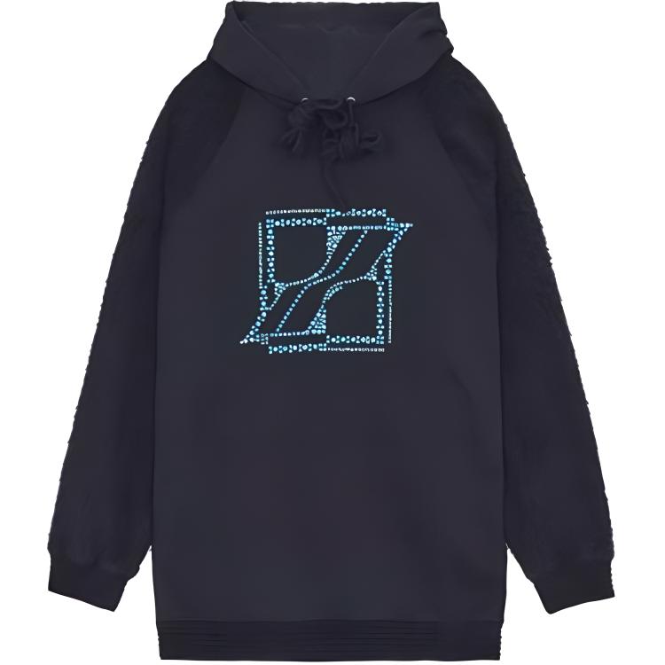 WE11DONE FW21 Logo Print Unisex Black Pullover Hoodie. WD-TH3-21-506-U-BK