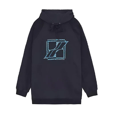 WE11DONE FW21 Logo Print Unisex Black Pullover Hoodie. WD-TH3-21-506-U-BK