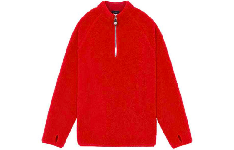 WE11DONE FW21 Oversized Colorblock Turtleneck Fleece Sweatshirt Unisex Red WD-TS3-21-582-U-RD