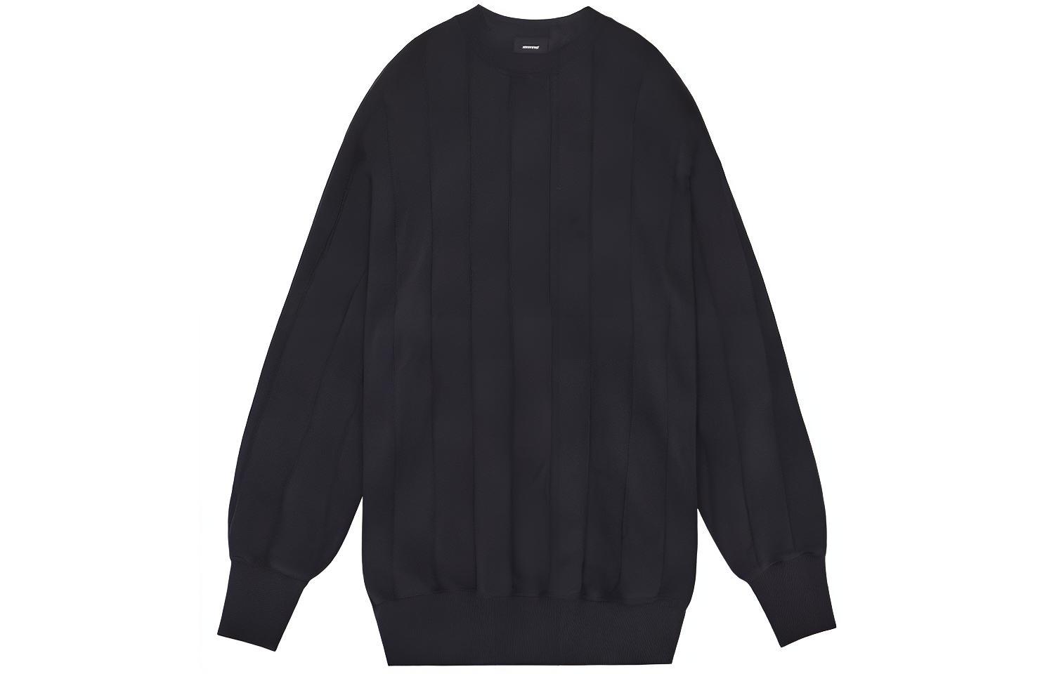 WE11DONE FW21 Oversized Crewneck Pullover Sweater Unisex Black WD-TS3-21-580-U-BK