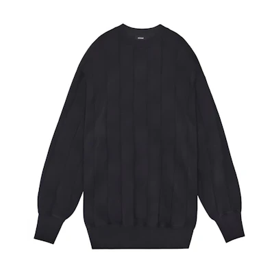 WE11DONE FW21 Oversized Crewneck Pullover Sweater Unisex Black WD-TS3-21-580-U-BK