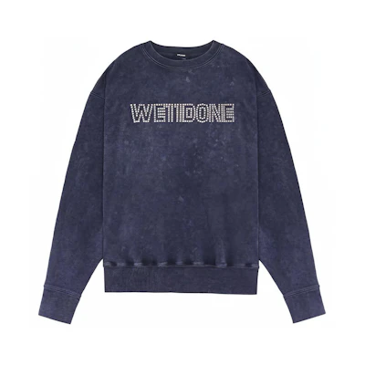 WE11DONE FW21 Oversized Logo Sweatshirt Unisex Navy Blue WD-TS3-21-591-U-BL