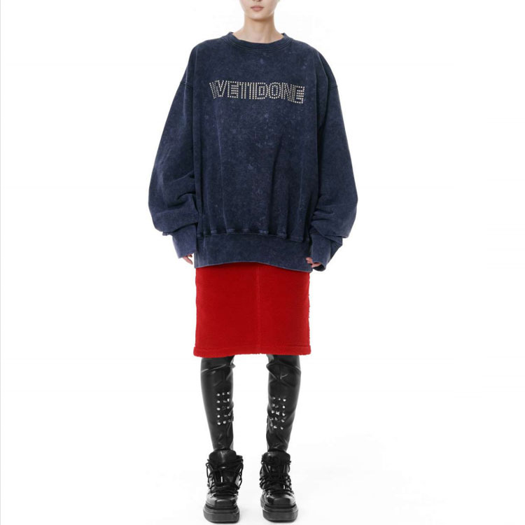 WE11DONE FW21 Oversized Logo Sweatshirt Unisex Navy Blue WD-TS3-21-591-U-BL 圖 3