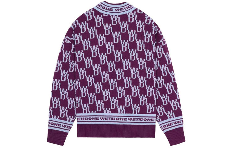 Lookbook WE11DONE FW21 寬鬆羊毛羊絨紫色標誌毛衣 男女款 WD-KO3-21-602-U-PP