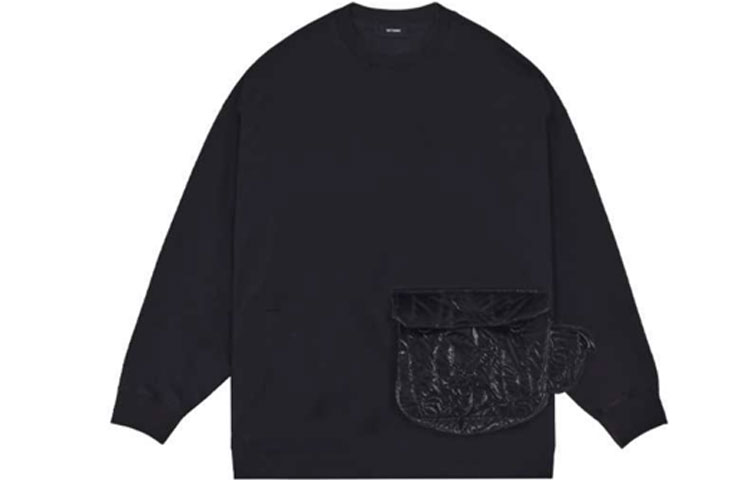 WE11DONE FW21 Oversized Pocket Pullover Sweatshirt Unisex Black WD-TT3-21-545-U-BK