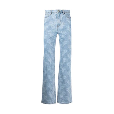 WE11DONE FW21 Paisley Print Denim Jeans Unisex Blue WD-DP3-21-345-W-BL