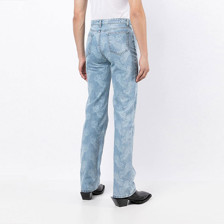 Shop WE11DONE FW21 Paisley Print Denim Jeans Unisex Blue WD-DP3-21-345-W-BL