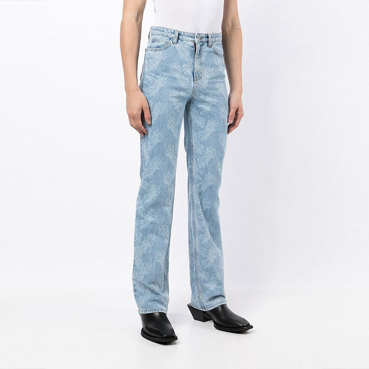 Purchase WE11DONE FW21 Paisley Print Denim Jeans Unisex Blue WD-DP3-21-345-W-BL