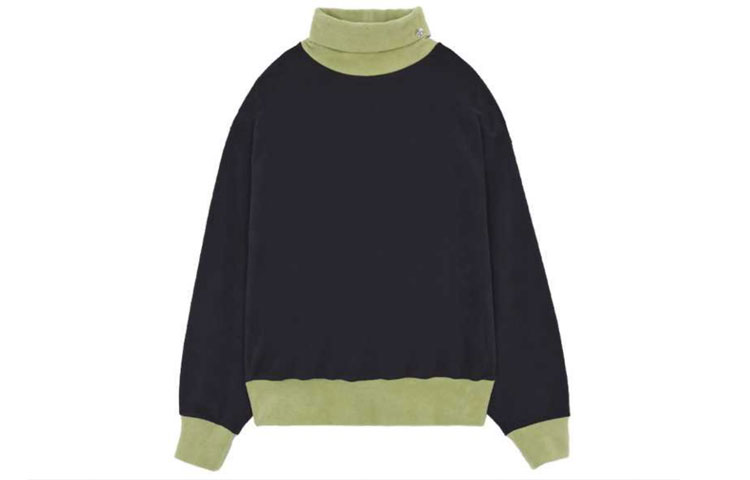 WE11DONE FW21 Patchwork Turtleneck Sweatshirt Unisex Black WD-TT3-21-585-U-BK