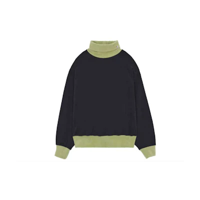 WE11DONE FW21 Patchwork Turtleneck Sweatshirt Unisex Black WD-TT3-21-585-U-BK