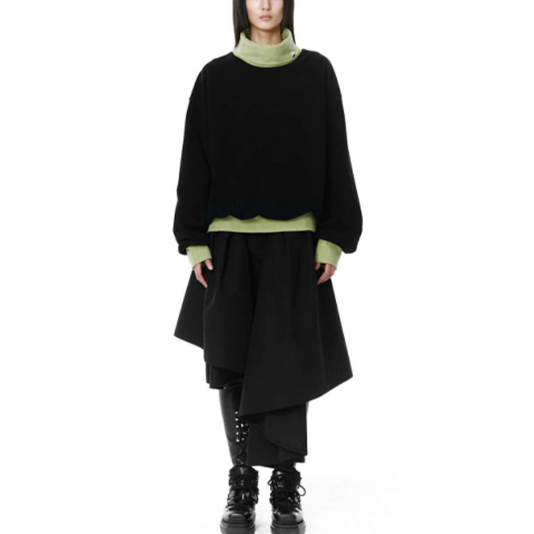 WE11DONE FW21 Patchwork Turtleneck Sweatshirt Unisex Black WD-TT3-21-585-U-BK 圖 3