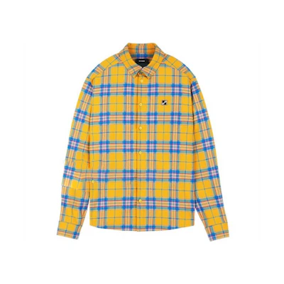 WE11DONE FW21 Plaid Logo Print Long Sleeve Shirt Jacket Yellow Unisex WD-JP1-21-033-U-YE