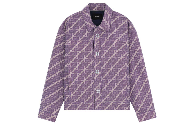 WE11DONE FW21 Purple Denim Jacket with All-Over Square Logo Unisex WD-DJ3-21-337-U-PP 圖 2