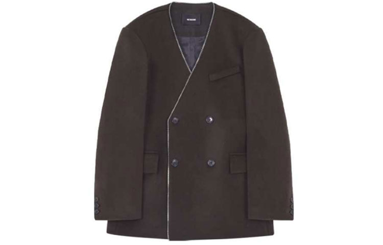 WE11DONE FW21 Solid Double-Breasted Blazer Jacket Brown WD-JK3-21-017-M-BR