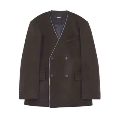 WE11DONE FW21 Solid Double-Breasted Blazer Jacket Brown WD-JK3-21-017-M-BR