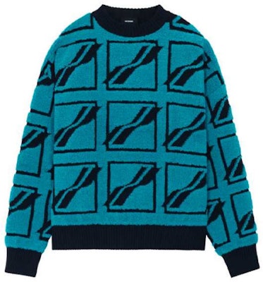 WE11DONE FW21 方形Logo全版提花羊毛針織衫 男女款 藍色 WD-KO3-21-604-U-MT Buy WE11DONE FW21 方形Logo全版提花羊毛針織衫 男女款 藍色 WD-KO3-21-604-U-MT