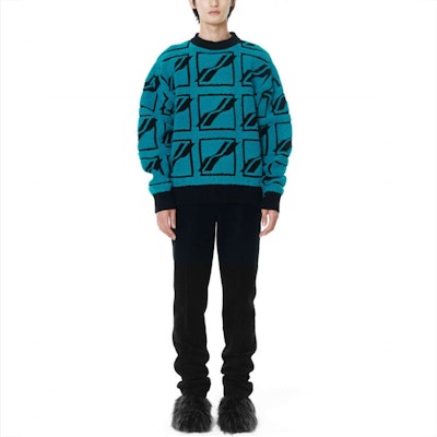 WE11DONE FW21 方形Logo全版提花羊毛針織衫 男女款 藍色 WD-KO3-21-604-U-MT Lookbook WE11DONE FW21 方形Logo全版提花羊毛針織衫 男女款 藍色 WD-KO3-21-604-U-MT